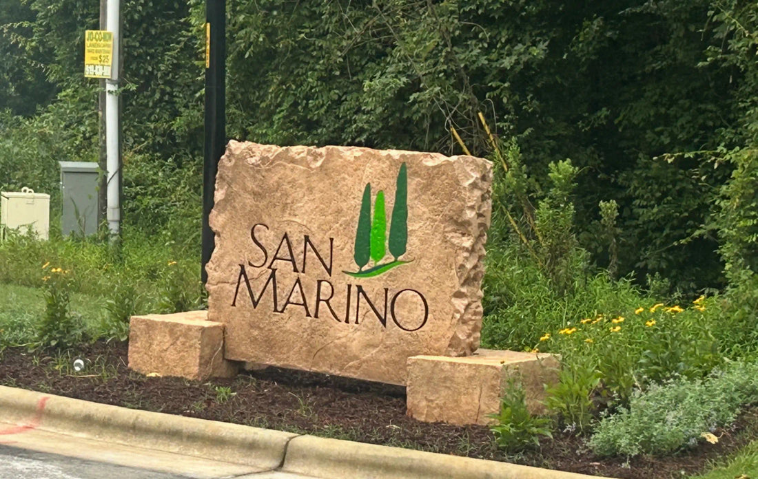 Custom engraved commercial boulder sign in Central North Carolina